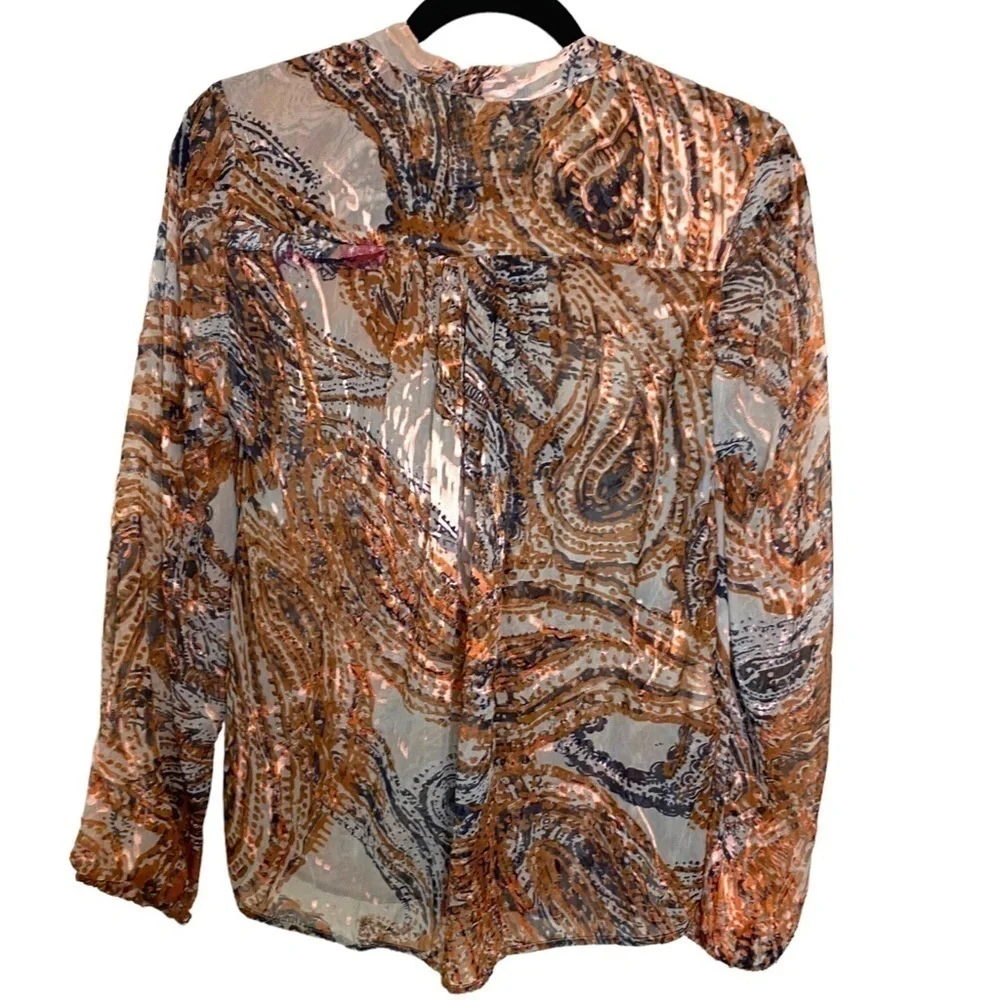 ANTHROPOLOGIE-MEADOW Rue Briarcliff Tie Neck Blouse - Picture 9 of 16